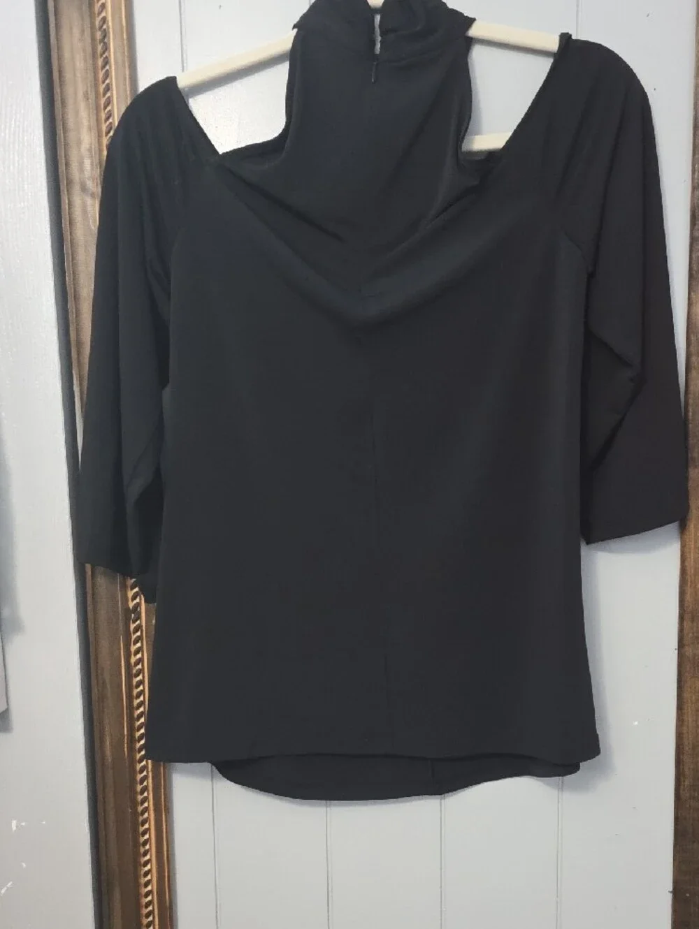 Michael Kors Black Cold-Shoulder Tunic with Gold Ring Accent